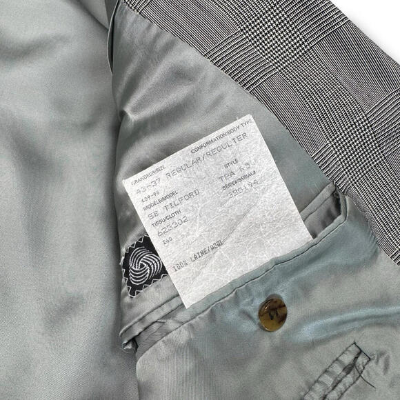 Samuelsohn Harry Rosen Plaid 100% Wool Suit 2-Piece 43R-37” Gray Classic Fit VTG - Picture 8 of 15